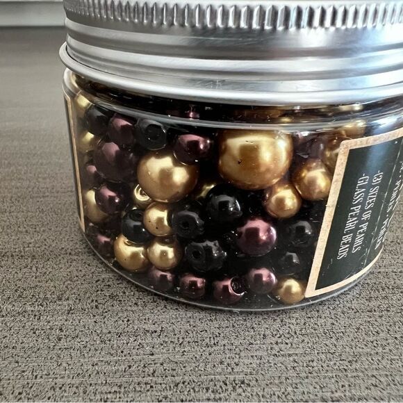 Glass Pearl Beads Gold Purple and Black in 3  sizes - Picture 3 of 5